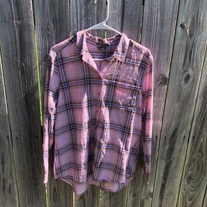 Eddie Bauer Classic Fit Pink Plaid Button-Down